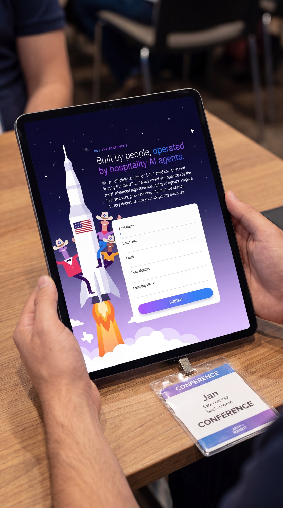 Registration form on tablet